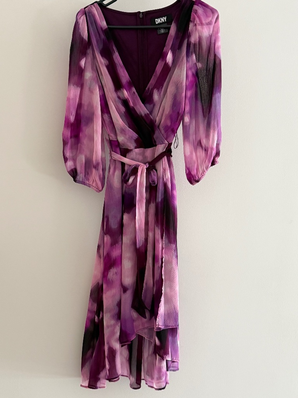 DKNY Purple Watercolor Chiffon Dress